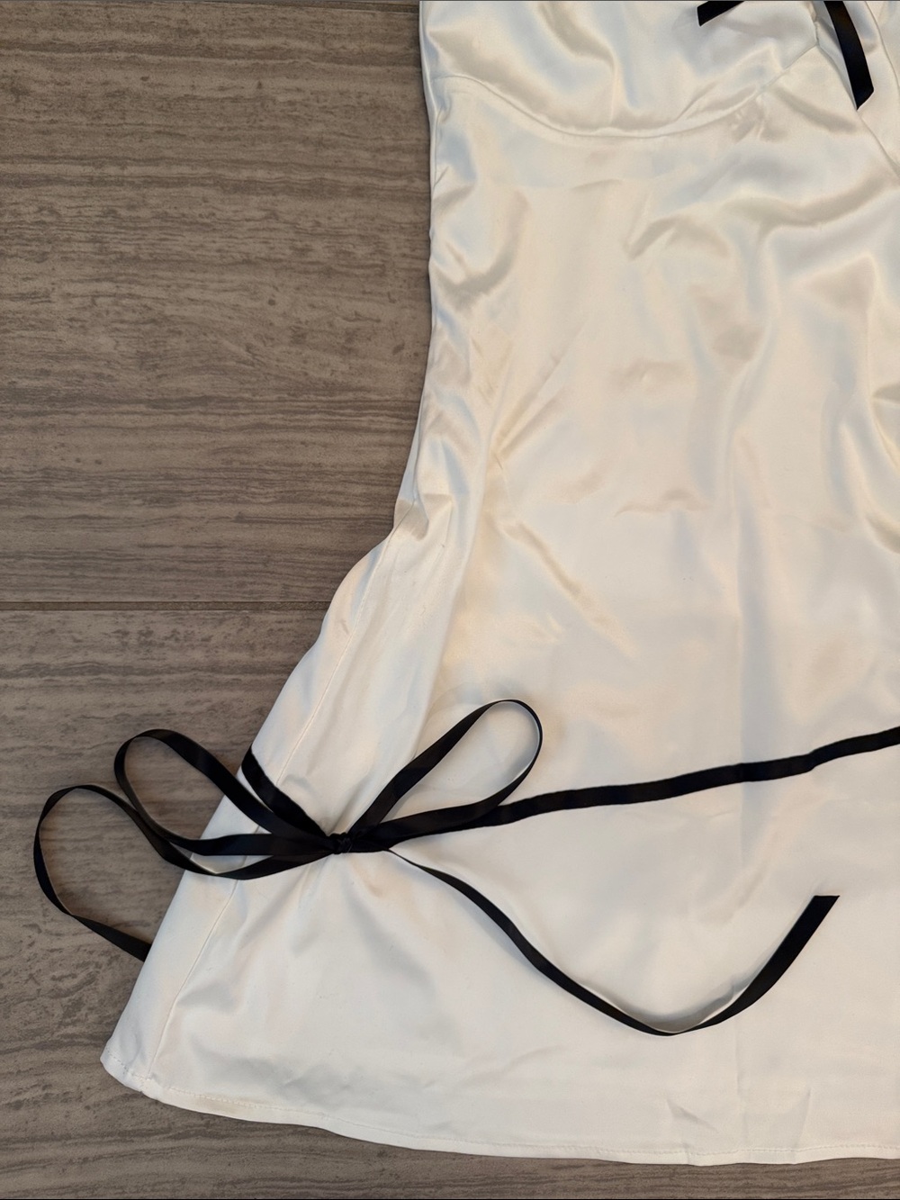Peppermayo White Satin Slip with Black Lace Trim - Picture 2 of 5